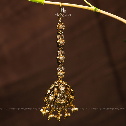Lakshmi and peacock crafted antique tikka