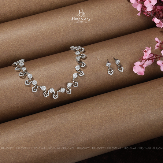 Zig zag pattern diamond replica necklace