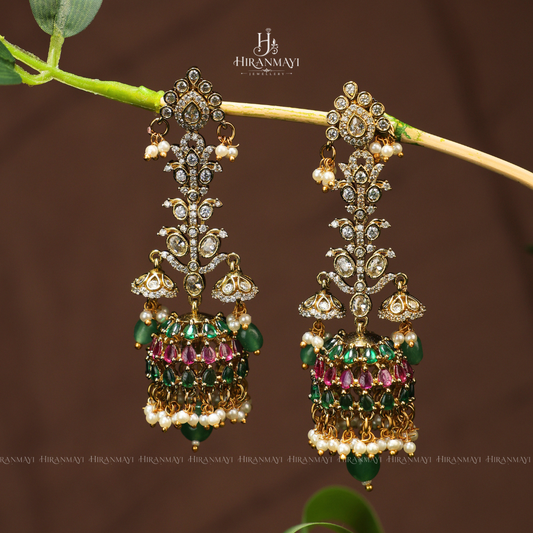 Chandelier layer jumka with Kundan stones