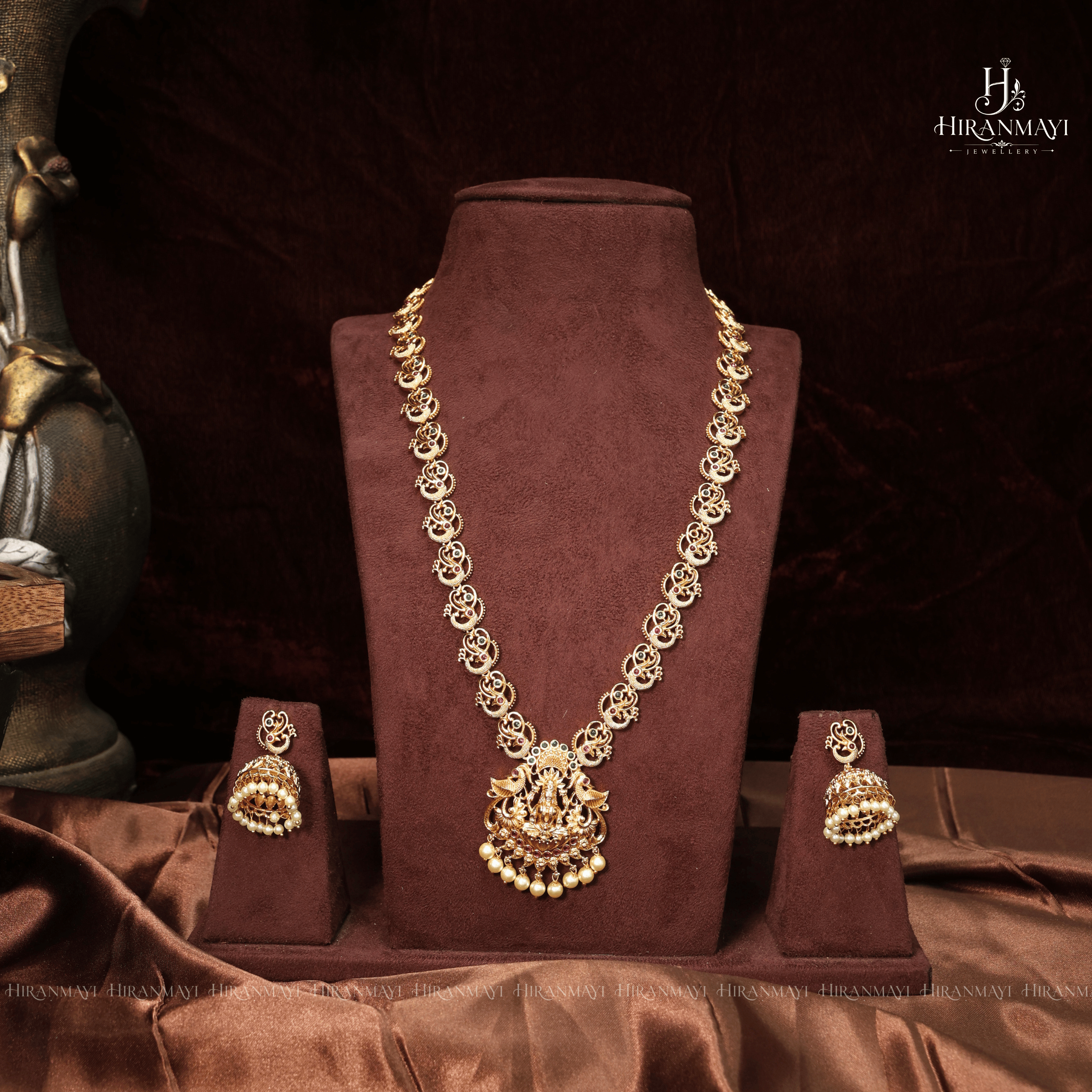 Antique Lakshmi With Peacock Motif Long Haram