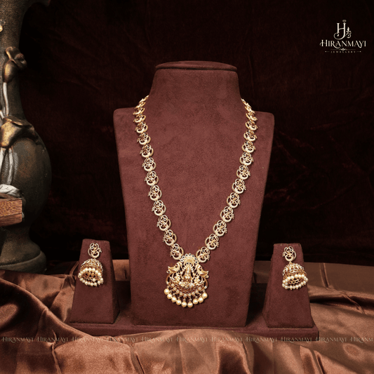 Antique Lakshmi With Peacock Motif Long Haram