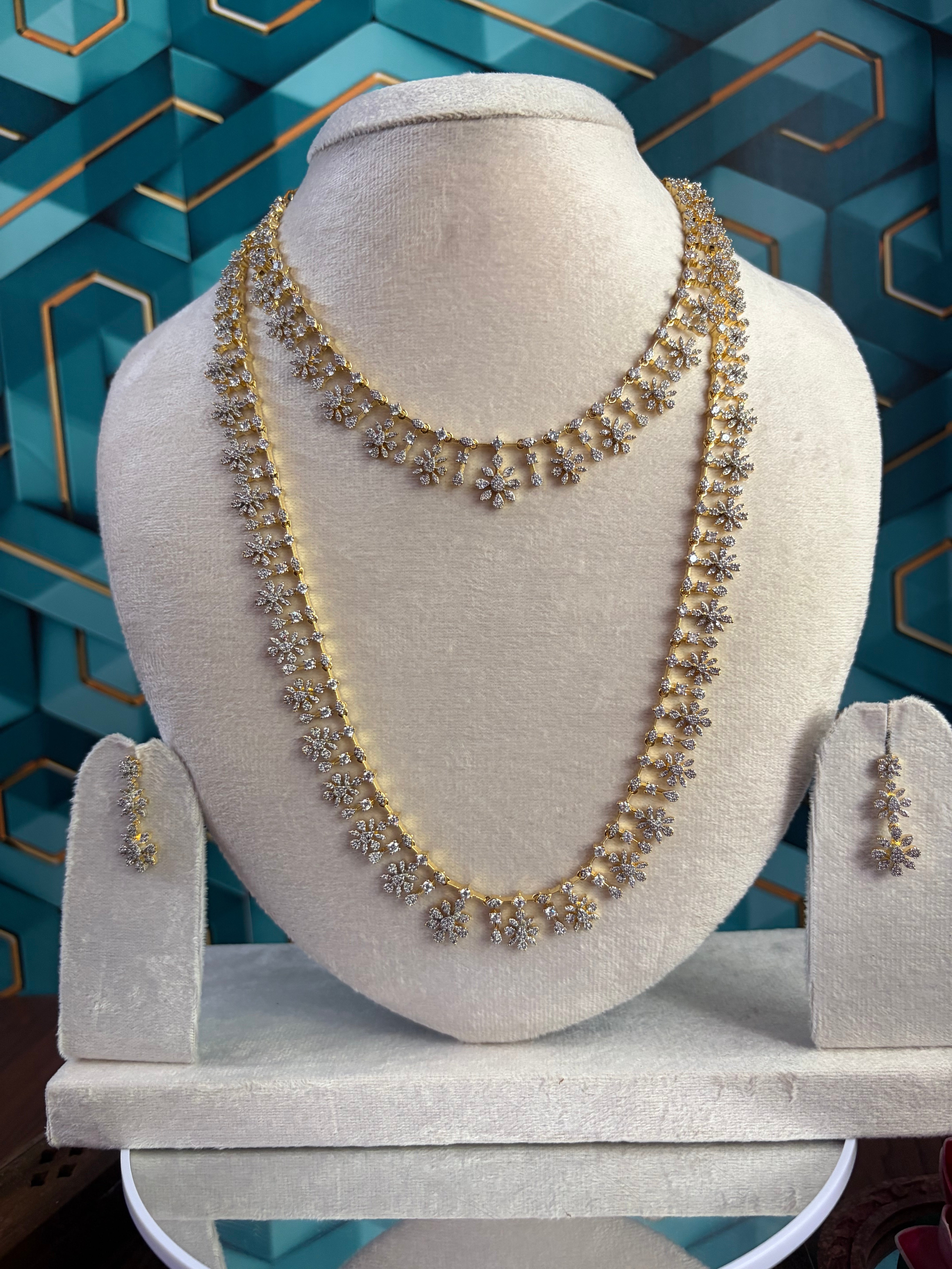 American diamond combo set with a earring