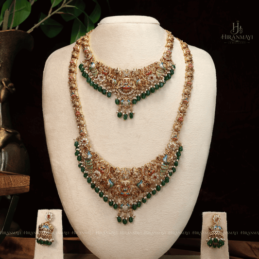 Beautifully hand crafted with Meenakari work semi bridal set