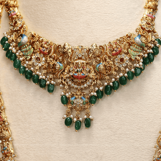Beautifully hand crafted with Meenakari work semi bridal set