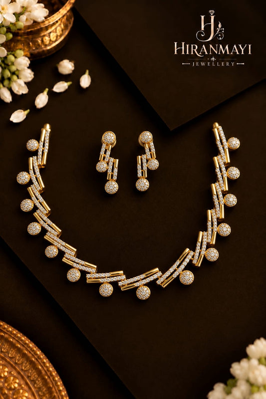 White stone AD necklace with earrings