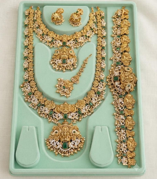 Emerald stone temple full bridal jewellery