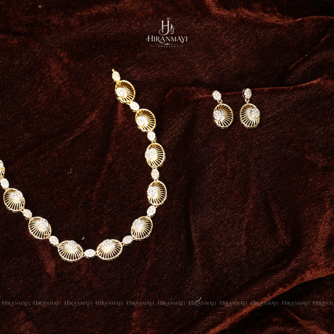 Shell model stone studded necklace