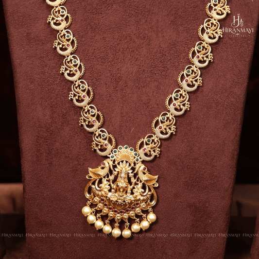 Antique Lakshmi With Peacock Motif Long Haram
