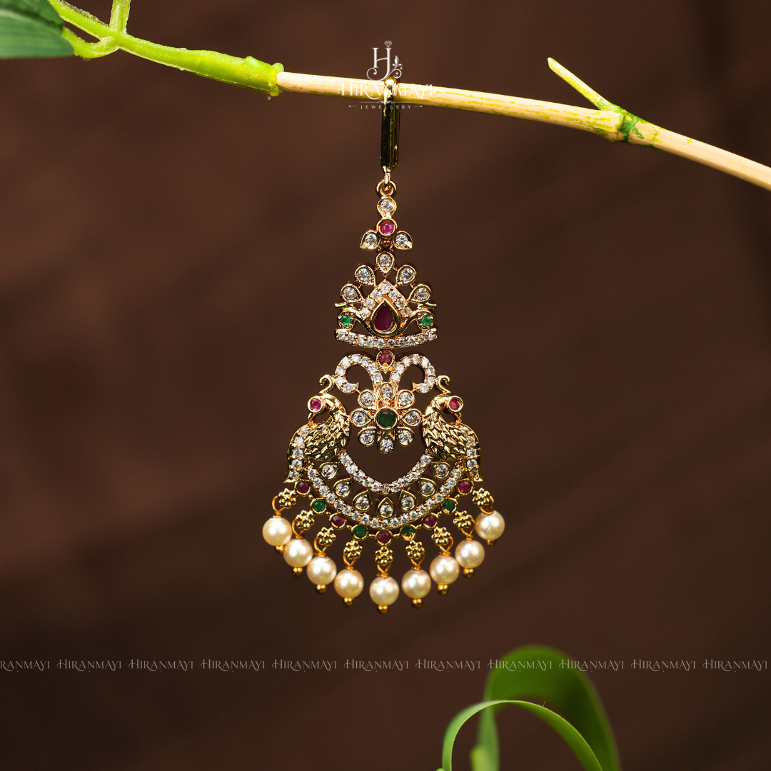 Multi color stone with peacock crafted tikka