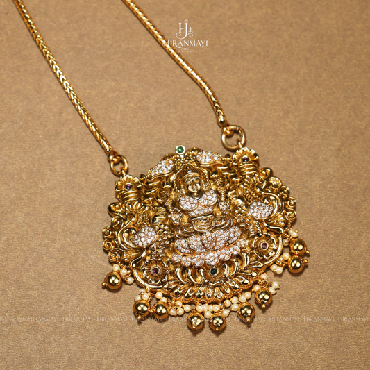 Antique Lakshmi pendant with 10inches long chain