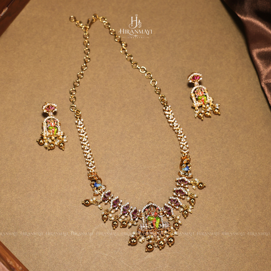 Meenakari hand painted with zircon stone necklace