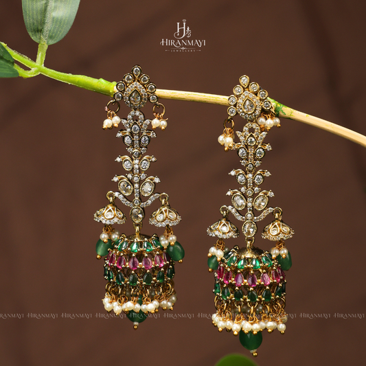 Chandelier layer jumka with Kundan stones