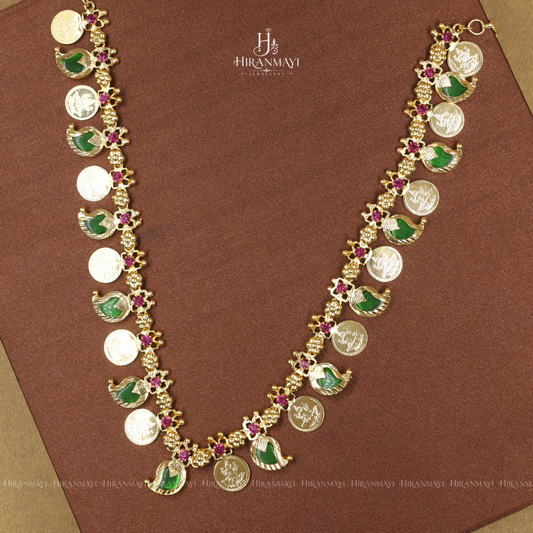 Palakka manga with coin mid length necklace