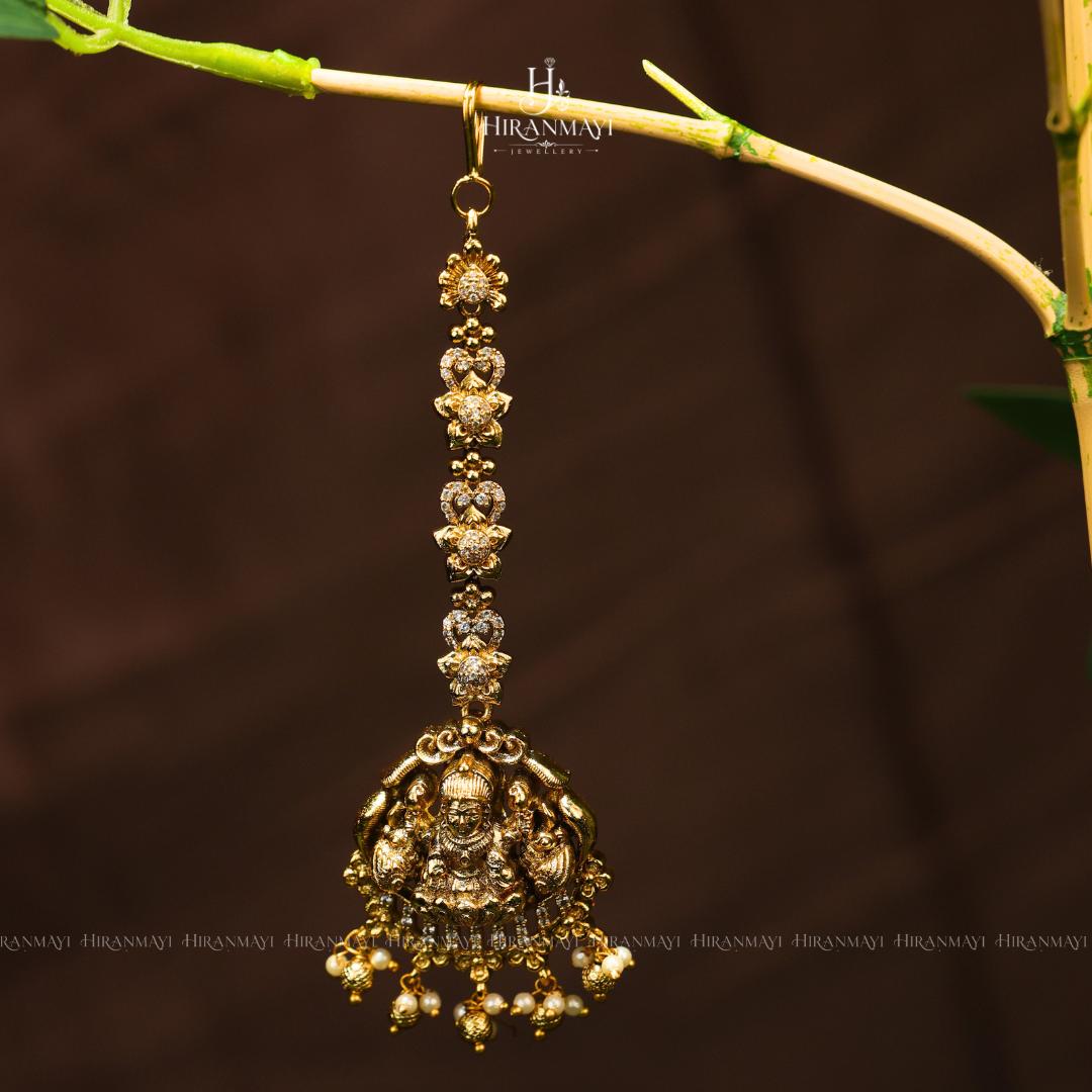 Lakshmi and peacock crafted antique tikka