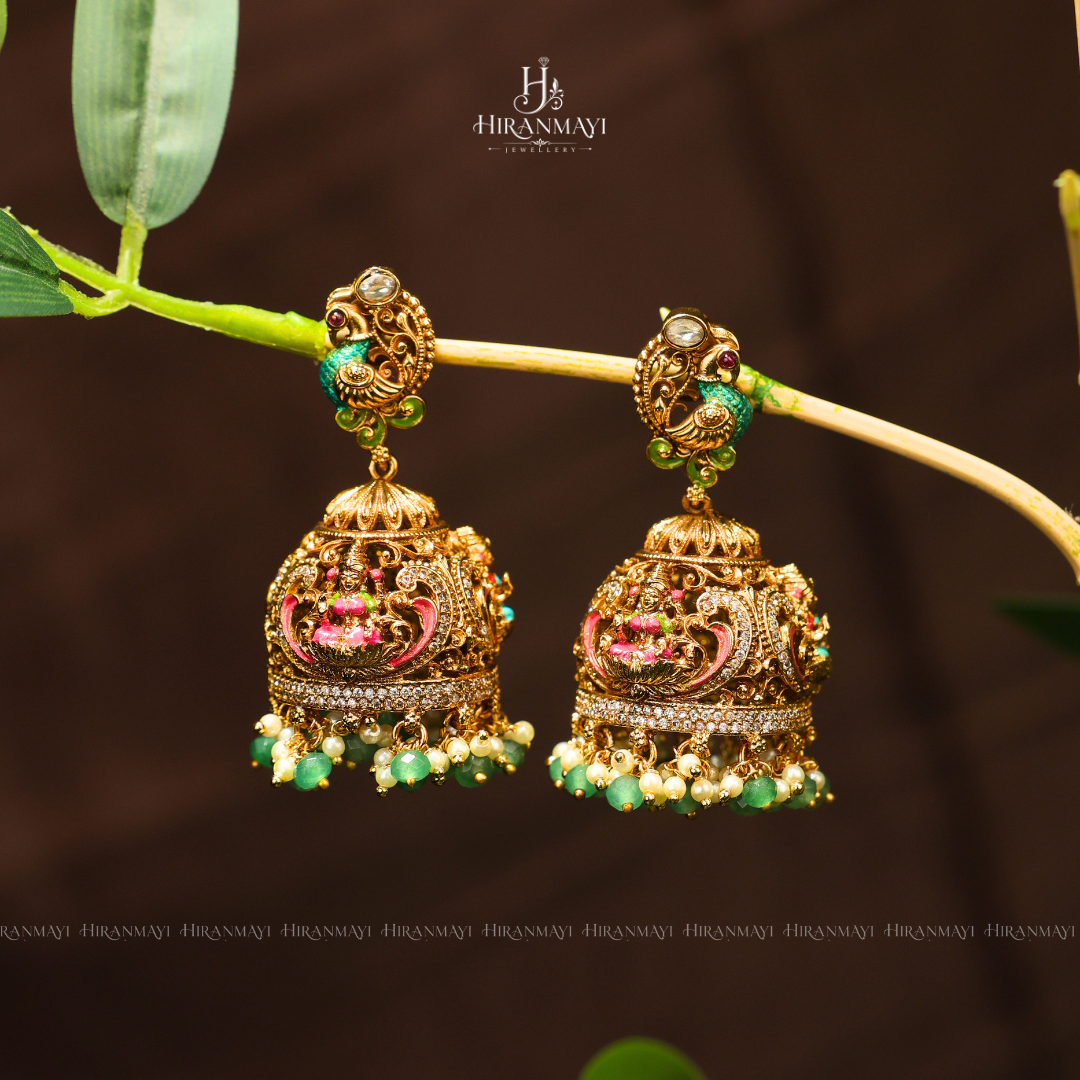 Antique Meenakari hand painted jumka