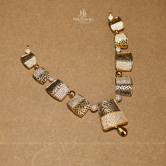 American diamond square design necklace