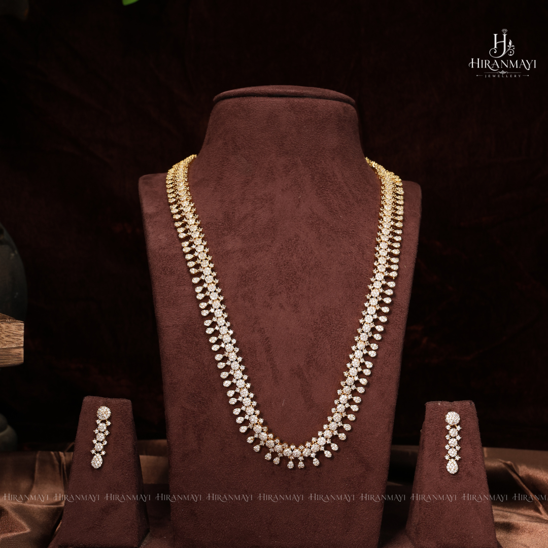 American diamond white stone long haram