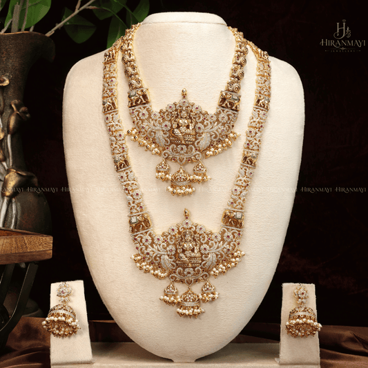Antique Lakshmi with stones semi bridal set