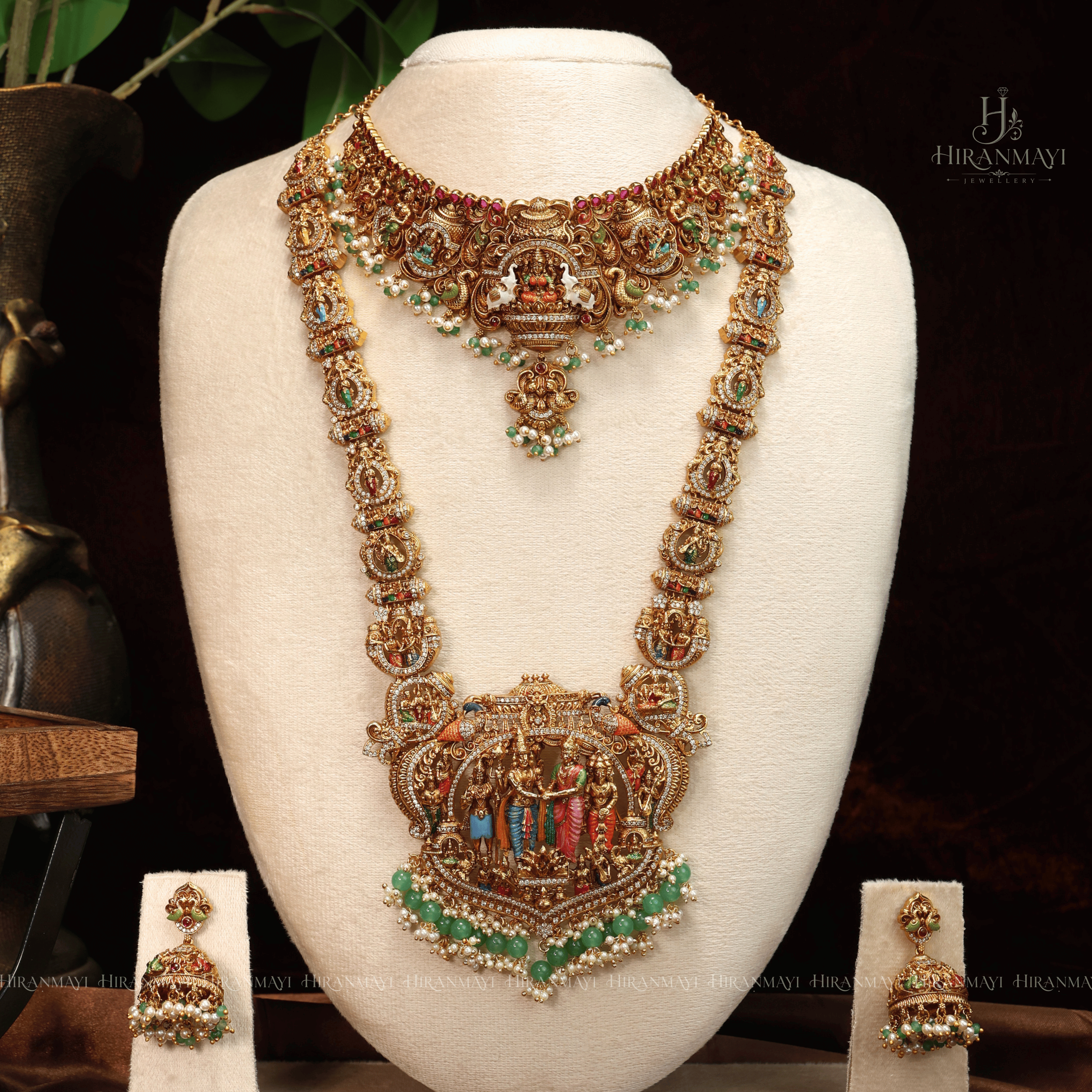 Antique Srinivasa kalyanam bridal long haram with chocker