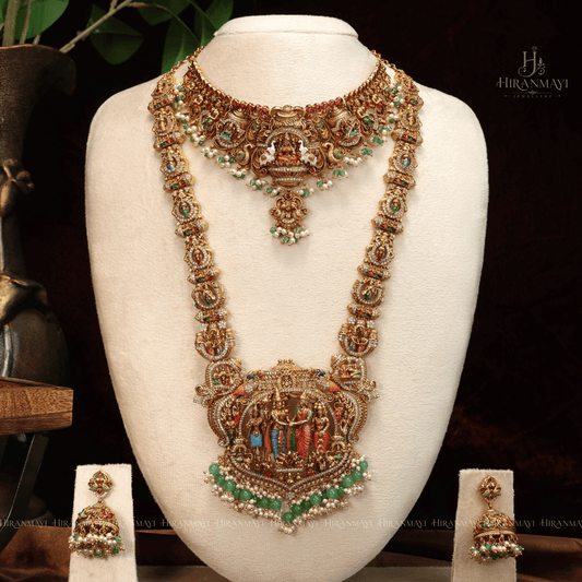 Antique Srinivasa kalyanam bridal long haram with chocker