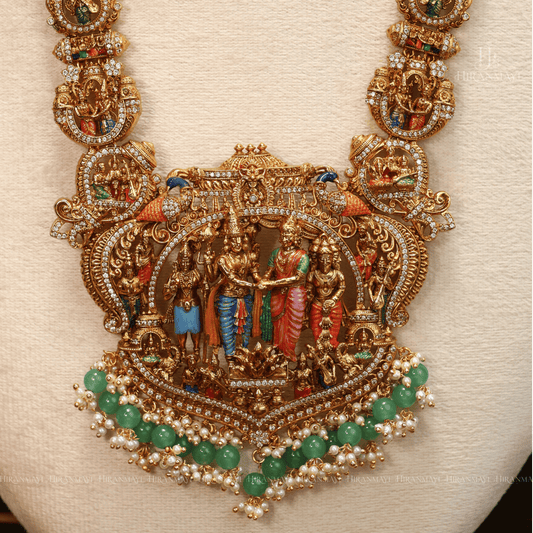 Antique Srinivasa kalyanam bridal long haram with chocker