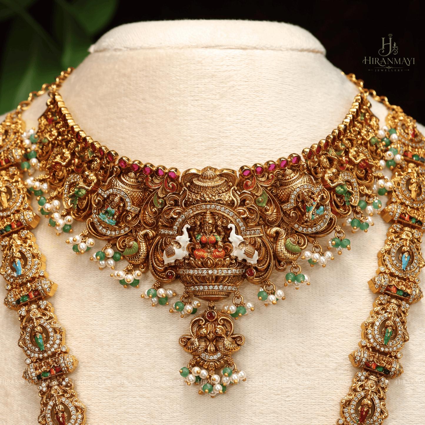 Antique Srinivasa kalyanam bridal long haram with chocker