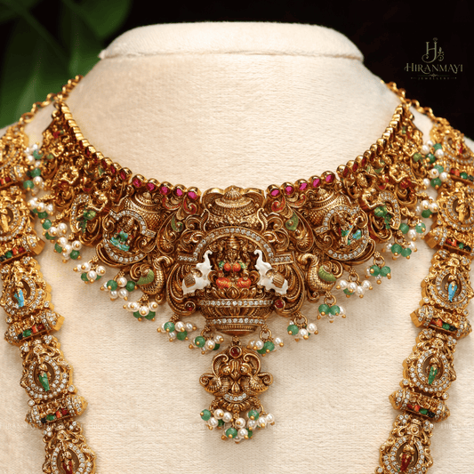 Antique Srinivasa kalyanam bridal long haram with chocker