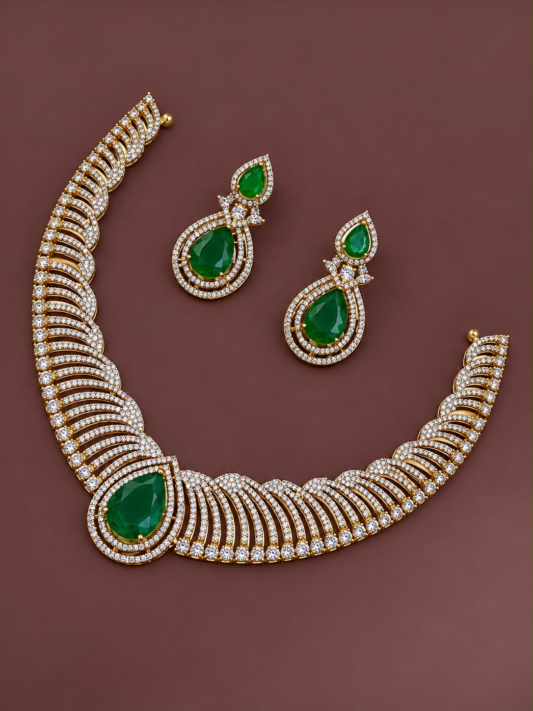American diamond party wear necklace with earrings