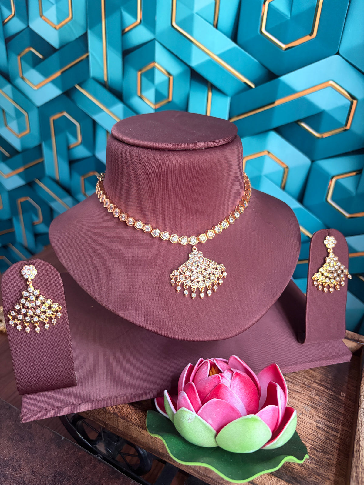 Impon diamond cut attigai with earrings