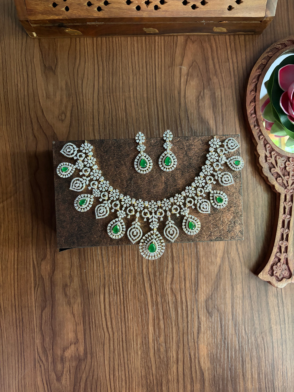 American diamond replica necklace with earrings