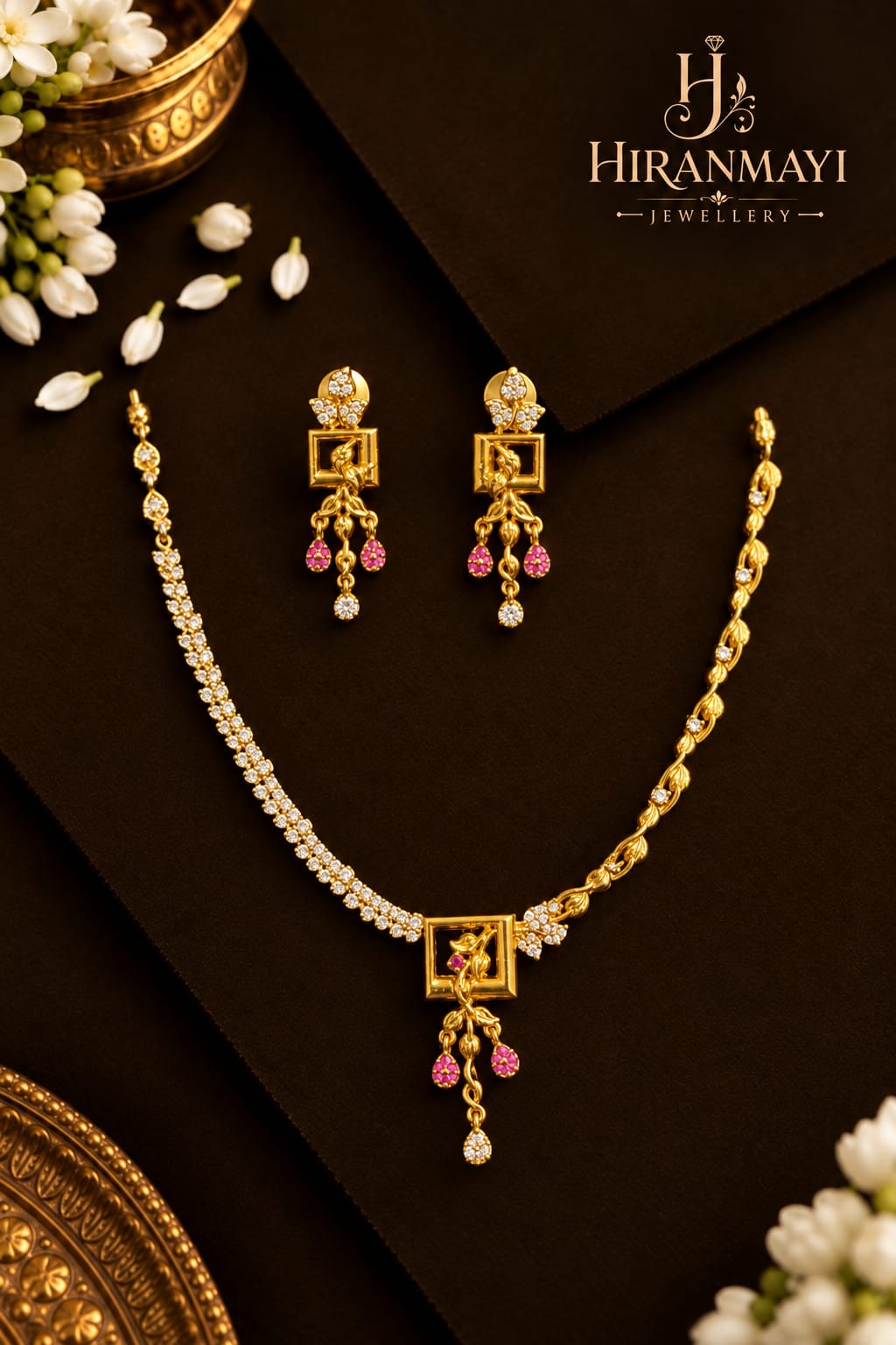 Antique gold replica necklace with earrings