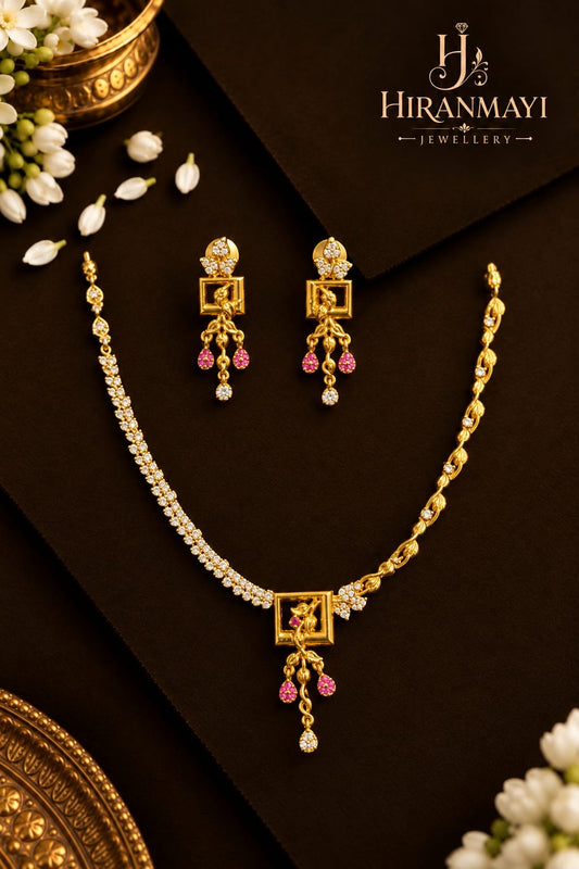 Antique gold replica necklace with earrings