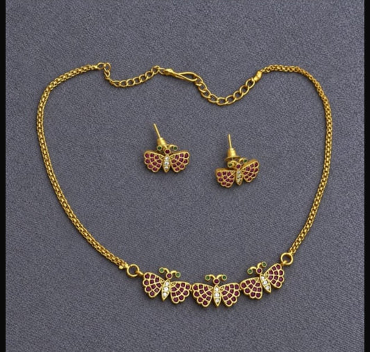 Butterfly kemp stone neck chocker