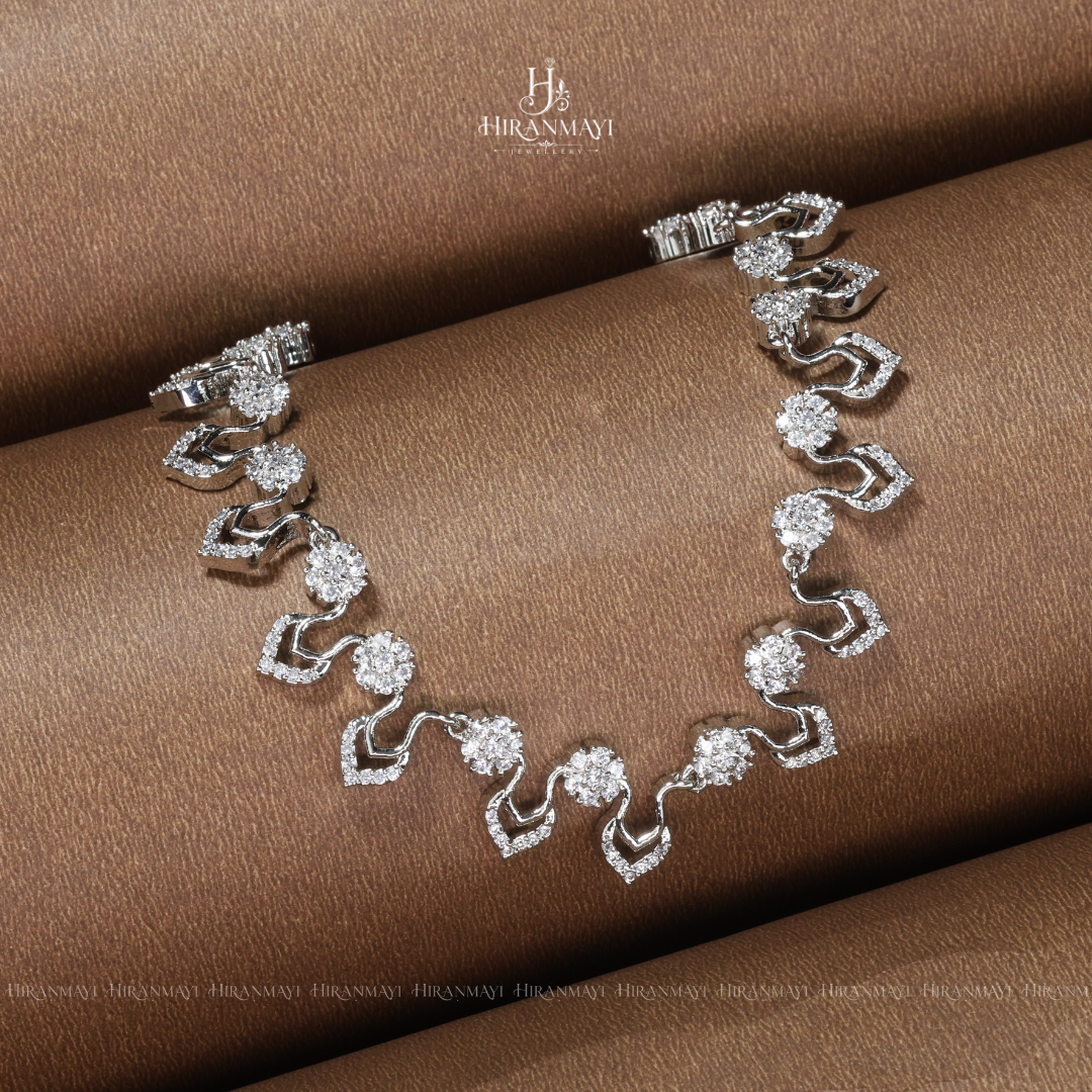 Zig zag pattern diamond replica necklace
