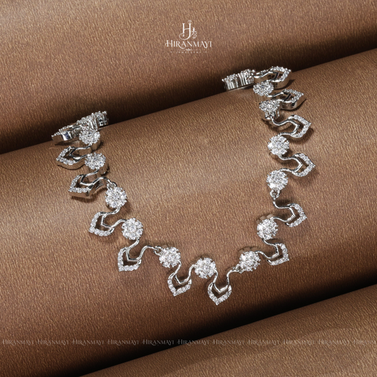 Zig zag pattern diamond replica necklace