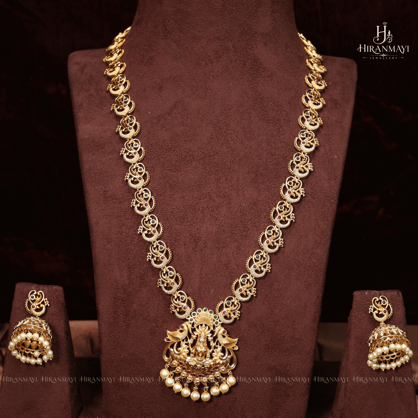 Antique Lakshmi With Peacock Motif Long Haram