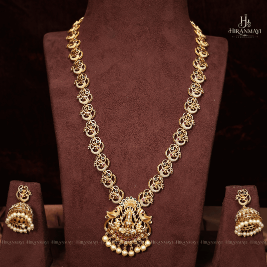 Antique Lakshmi With Peacock Motif Long Haram
