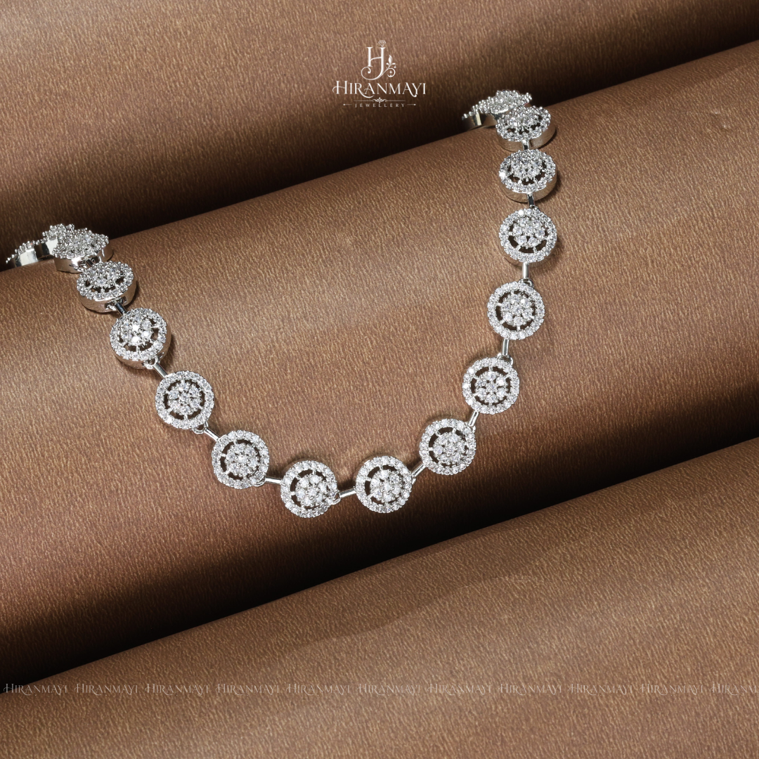 Diamond replica white stone necklace
