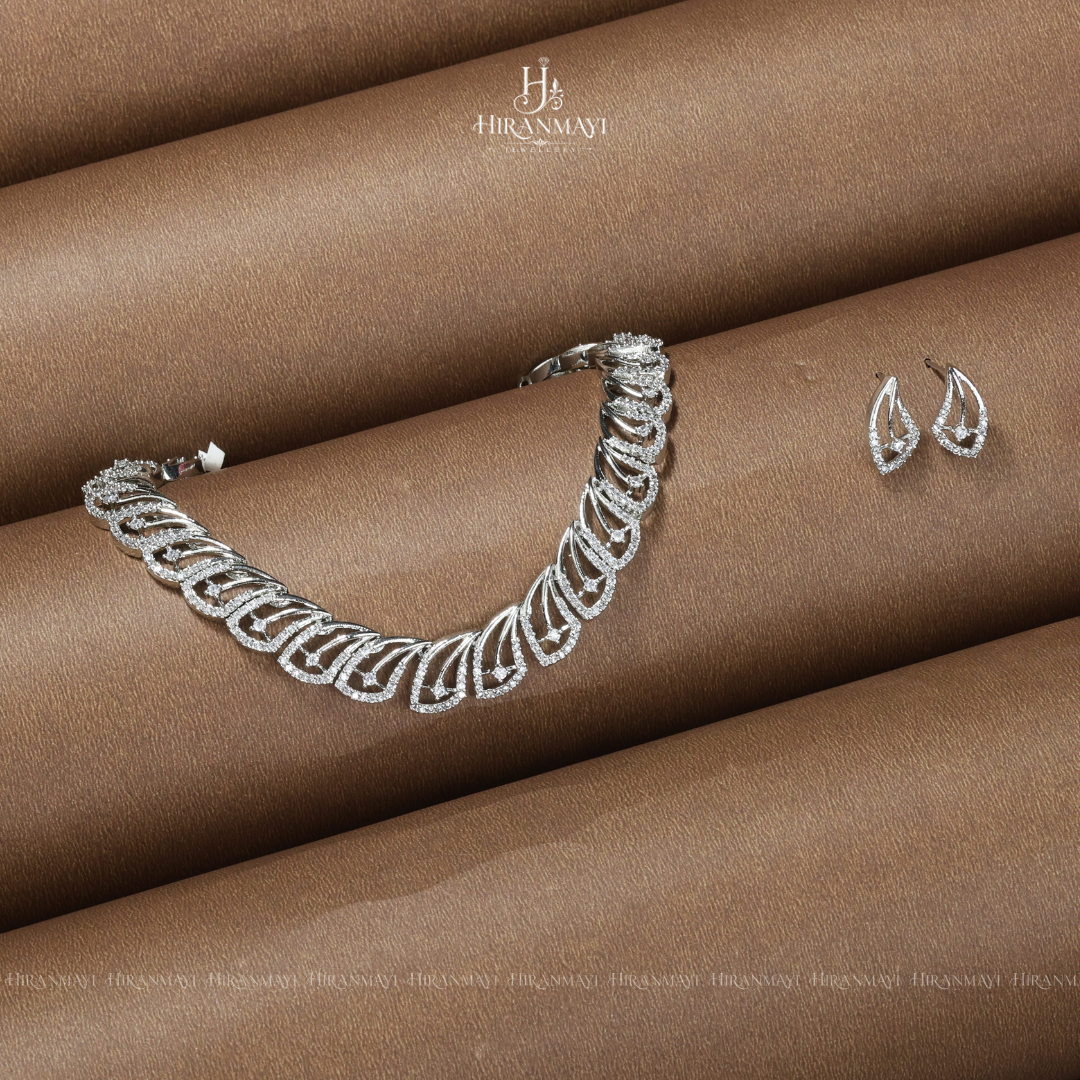 Diamond inspired white stone necklace