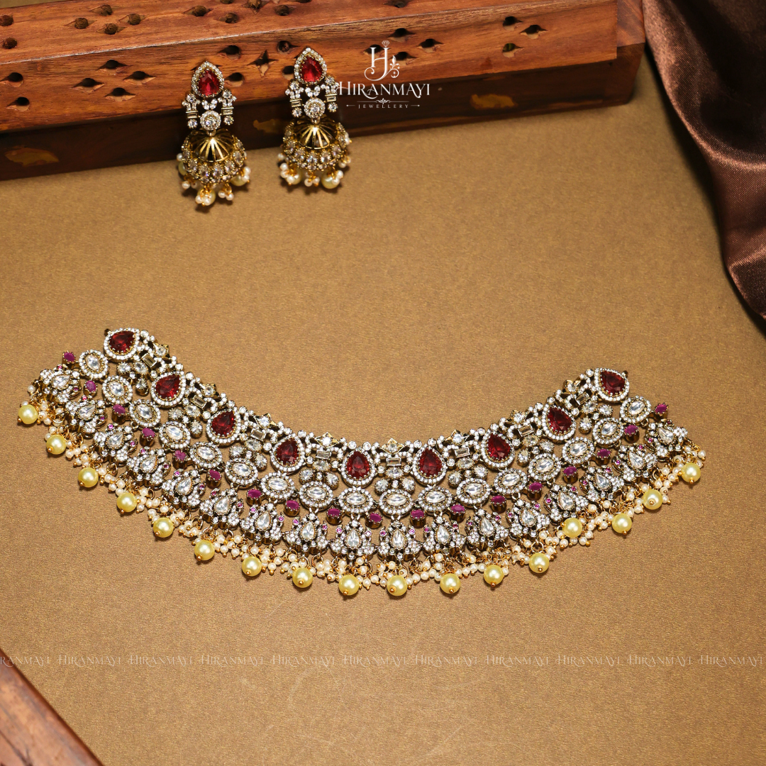 Victorian Polki diamond stone studded chocker