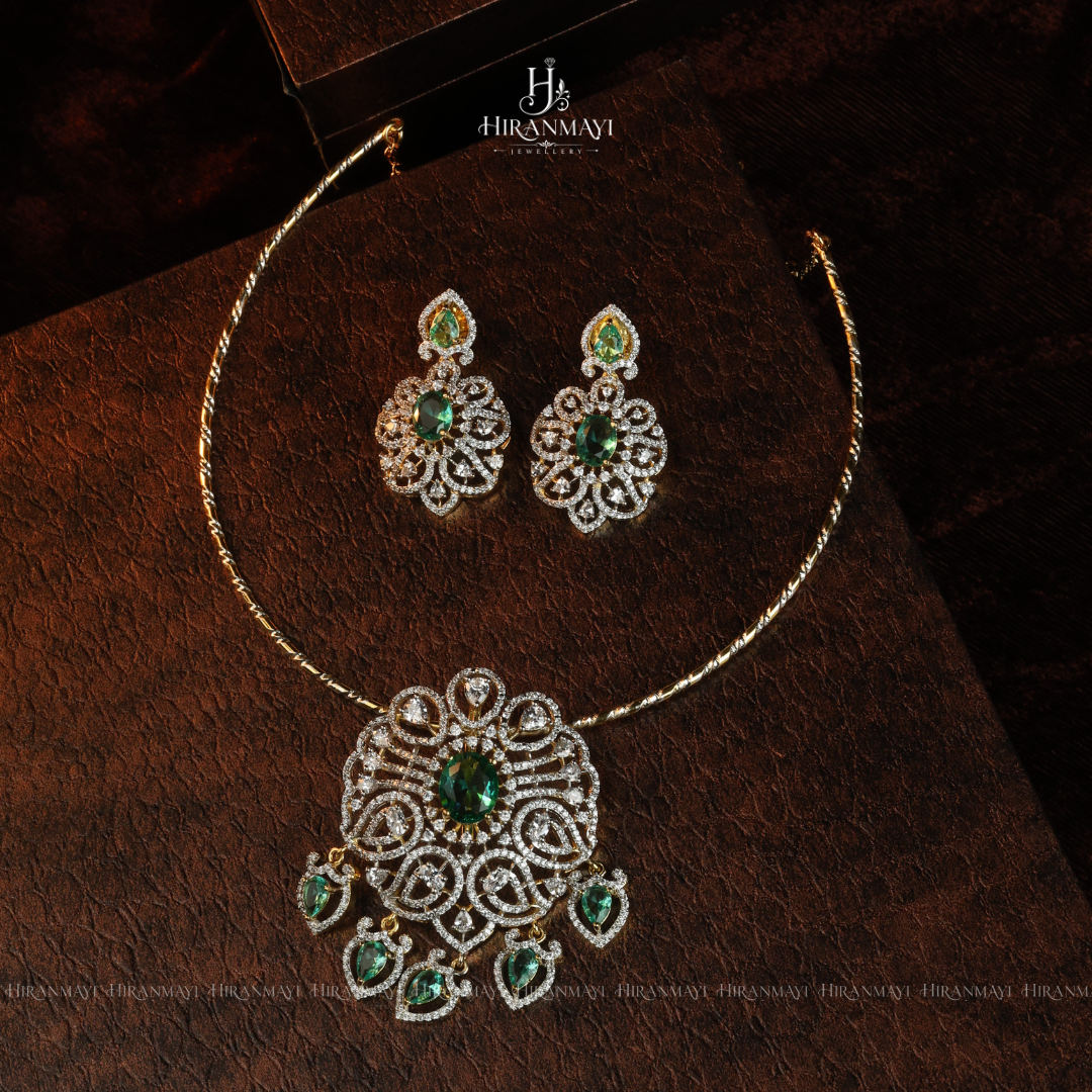 Diamond replica pendant with hasli