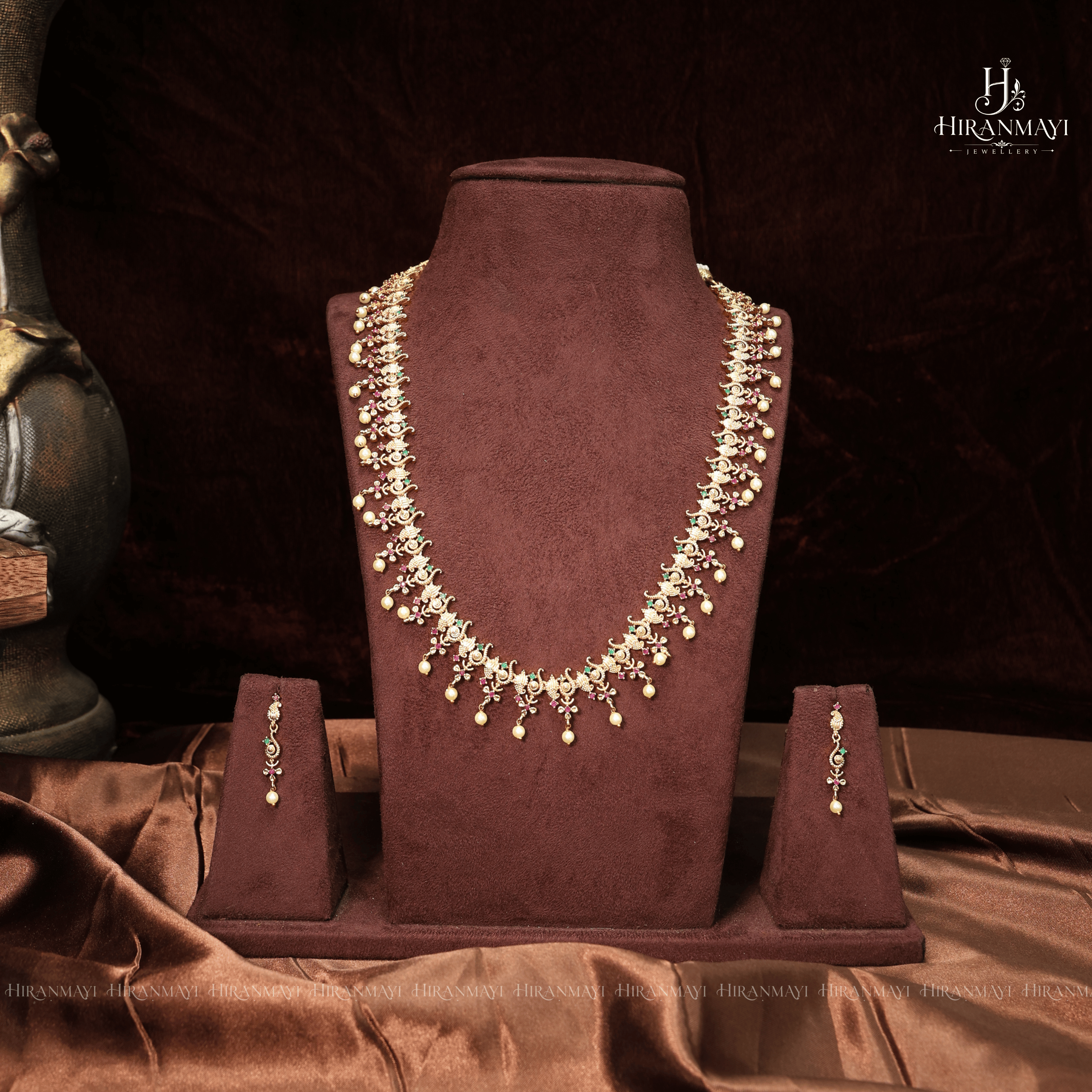 Shell Pattern With Multi Color Stone With RicePearl Beads Haram