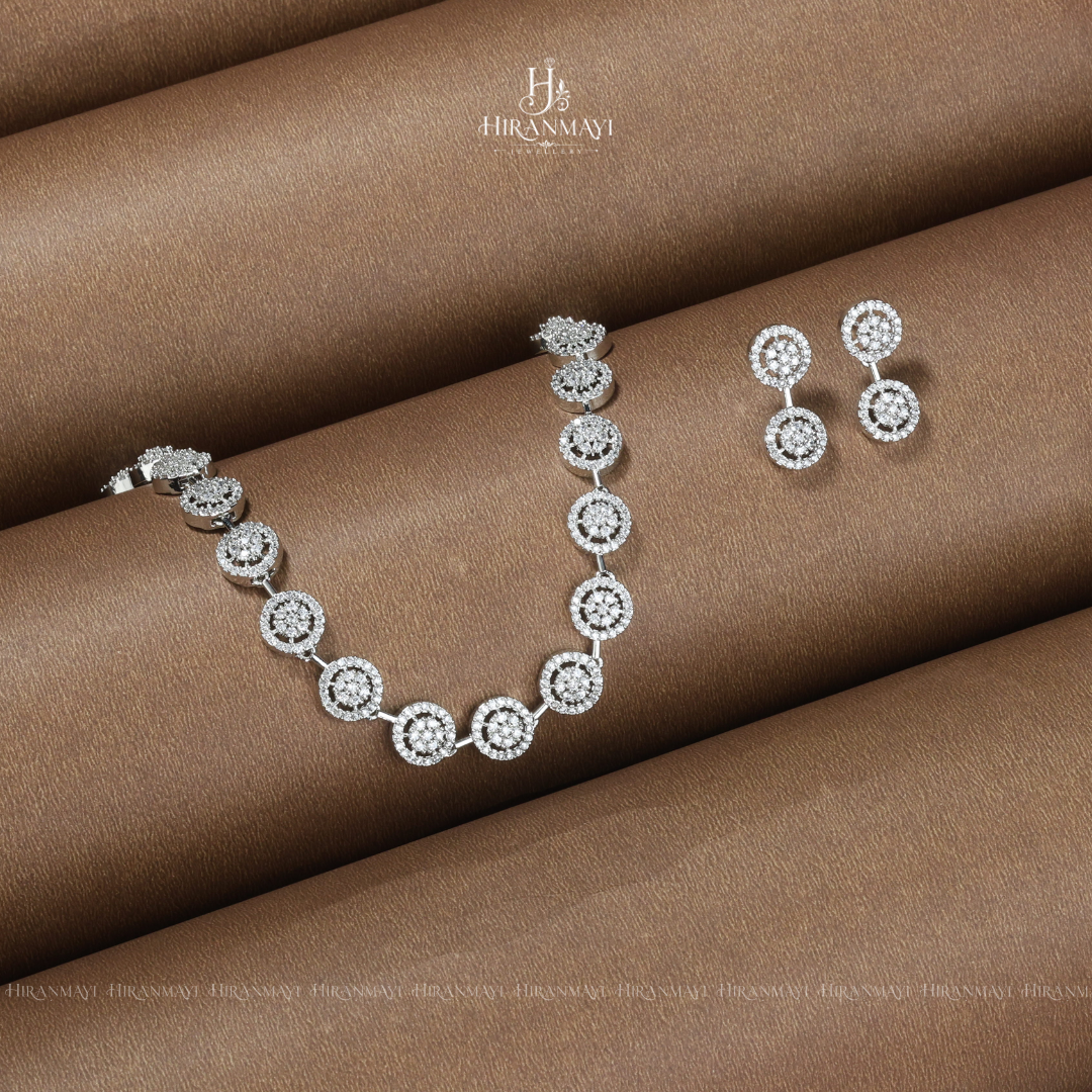 Diamond replica white stone necklace