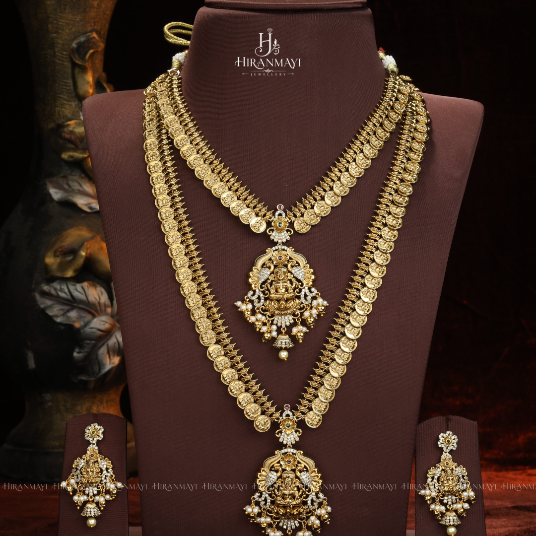 Antique Lakshmi motif pendant with coin haram and necklace
