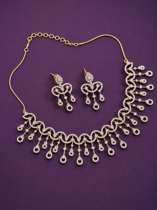 American diamond statement necklace with earrings
