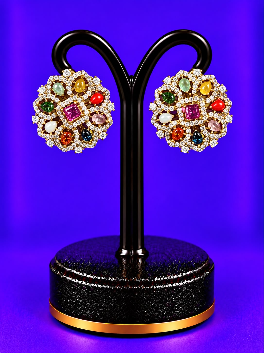 Navarathna stone stud push back type