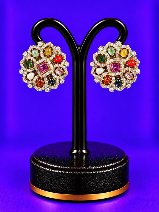 Navarathna stone stud push back type