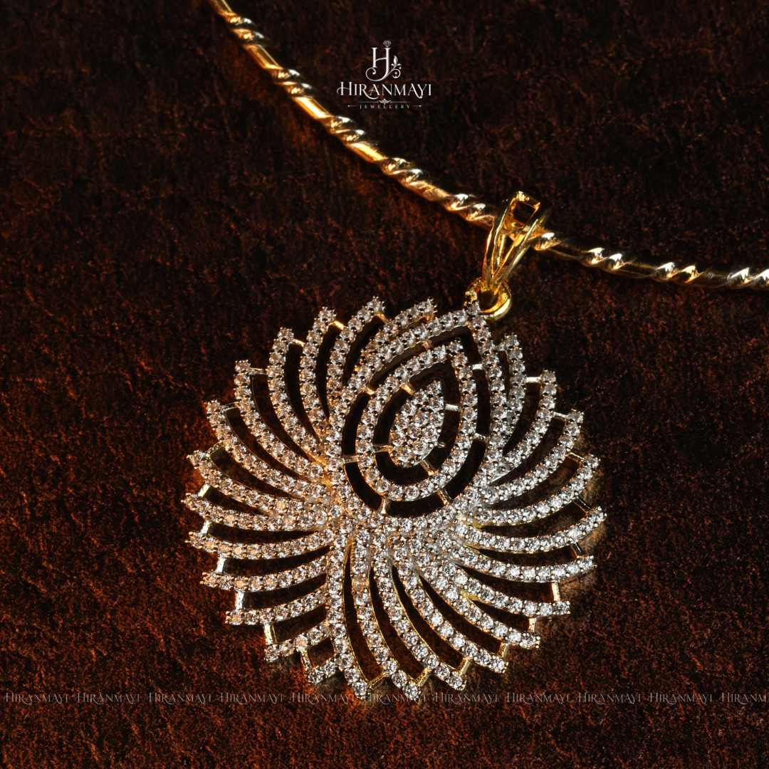 Diamond replica pendant with hasli
