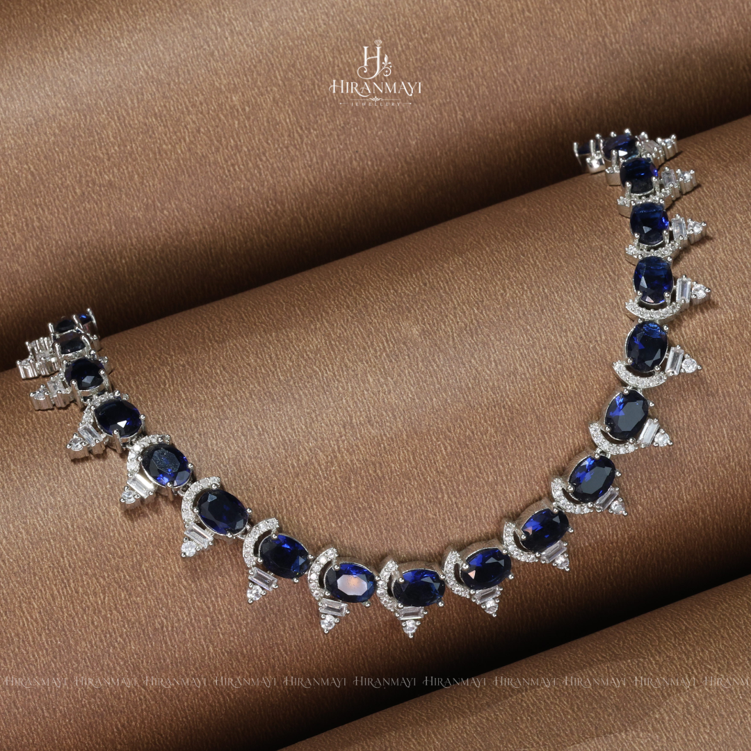 Bold sapphire crystal stone necklace