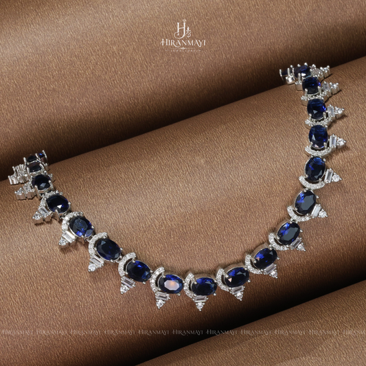 Bold sapphire crystal stone necklace